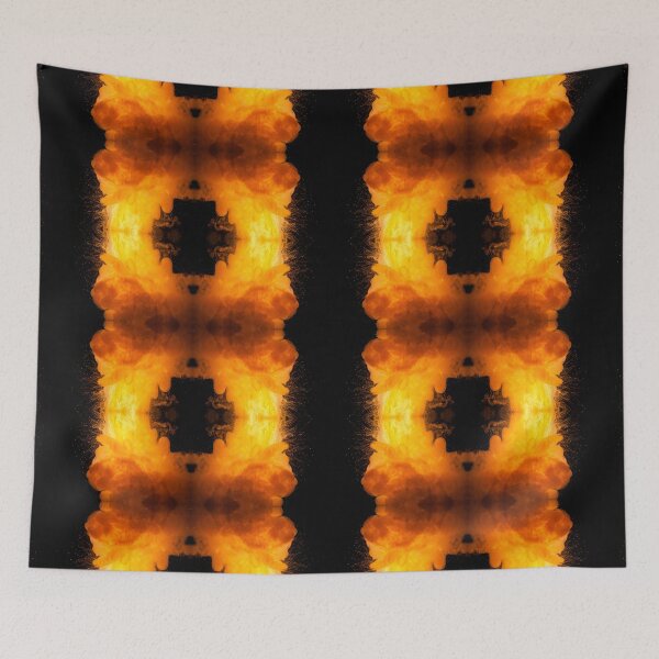 Item preview, Realistic fiery explosion, orange color with sparks on a black background designed and sold by Lukasz Szczepanski.