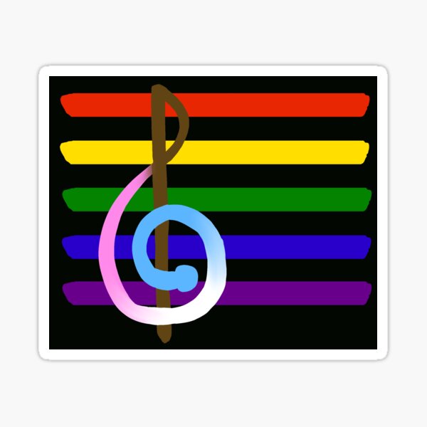 Inclusive LGBTQ+ Progress Pride Music Staff Sticker
