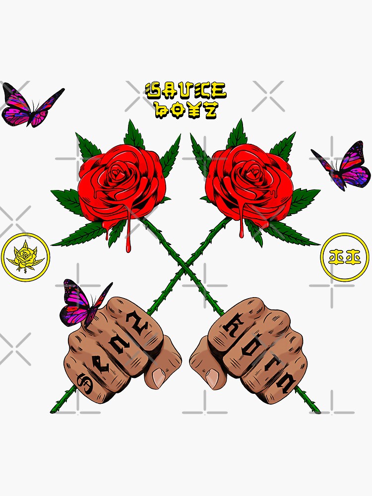 "Eladio Carrion Merch Eladio Carrion Sauce Boyz Rose" Sticker by