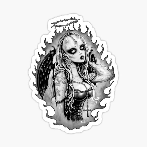 Psycho Tattoed Angel Sticker