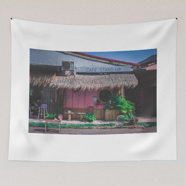 Item preview, Café in Thailand Stand Up Flamingo Pink designed and sold by marie-inks.