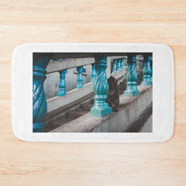 Item preview, Thai baby monkey on a blue staircase  designed and sold by marie-inks.