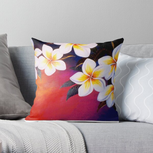 Frangipani Sunset Throw Pillow
