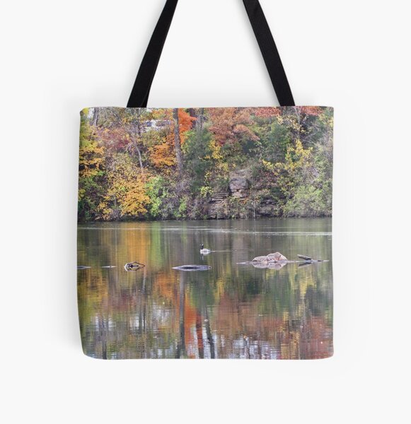 Item preview, Swimming Duck Among Fall Foliage Reflections Photograph designed and sold by adriturner.