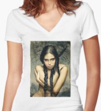 Indian girl Women's Fitted V-Neck T-Shirt