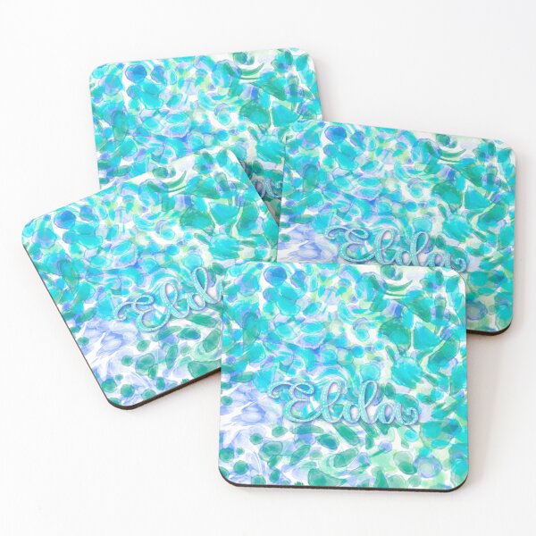 Item preview, ELDA - Personalized watercolor design with the name of ELDA, in green, turquoise and blue.. designed and sold by CristelDesign.