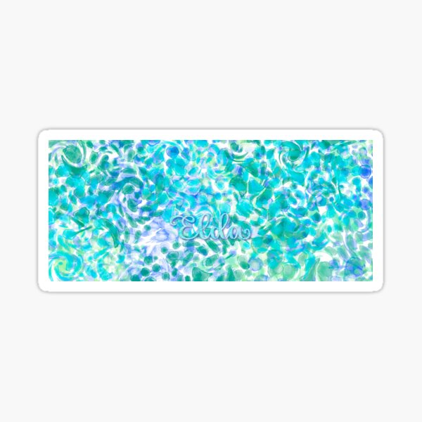 ELDA - Diseño de acuarelas personalizado con el nombre de ELDA, en verde, turquesa y azul.. Pegatina