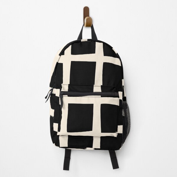 Item preview, Midcentury Windows Geometric Check Pattern in Black and Almond Cream designed and sold by kierkegaard.