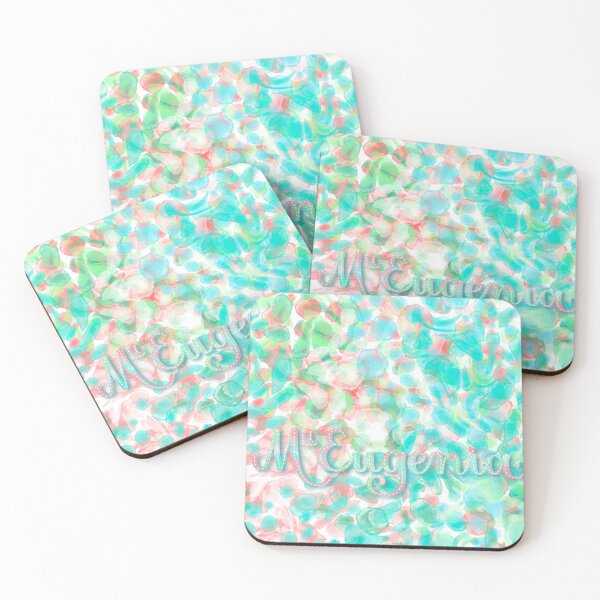 Item preview, Mª EUGENIA - Personalized watercolor design with the name of Mª EUGENIA, in green, turquoise and coral. designed and sold by CristelDesign.