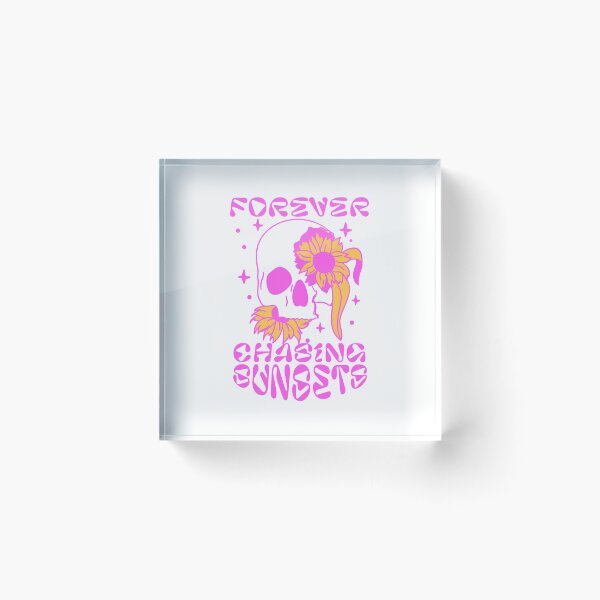 Item preview, Aesthetic Skull Mood Saying Forever Chasing Sunsets designed and sold by Donnie56441.