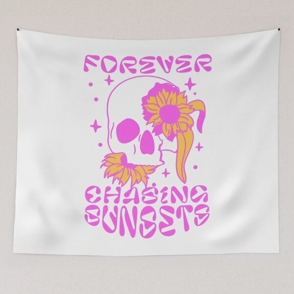 Item preview, Aesthetic Skull Mood Saying Forever Chasing Sunsets designed and sold by Donnie56441.