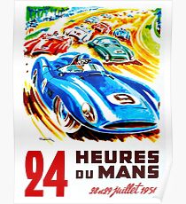 DU MANS: Vintage 24 Stunden Auto Racing Print Poster