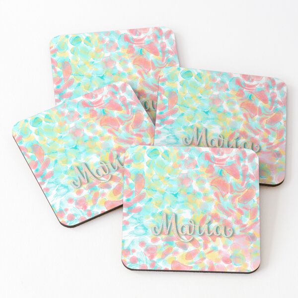 Item preview, MARÍA - Personalized watercolor design with the name of MARÍA, in turquoise, coral and yellow. designed and sold by CristelDesign.
