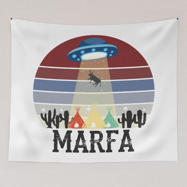 Item preview, Marfa Texas Ghost Lights Festival UFO Cow Abduction designed and sold by alltheprints.