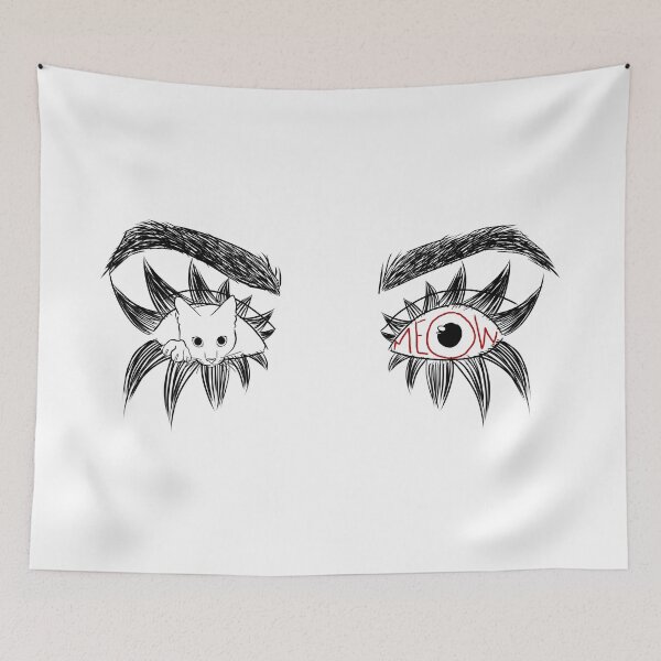Item preview, Cat Eyes Sketchy Black Red Meow Cat  designed and sold by marie-inks.