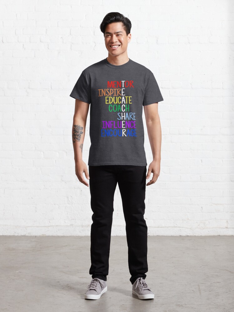 Alternate view of Teacher Meaning Mentor Inspire Educate Coach Share Classic T-Shirt