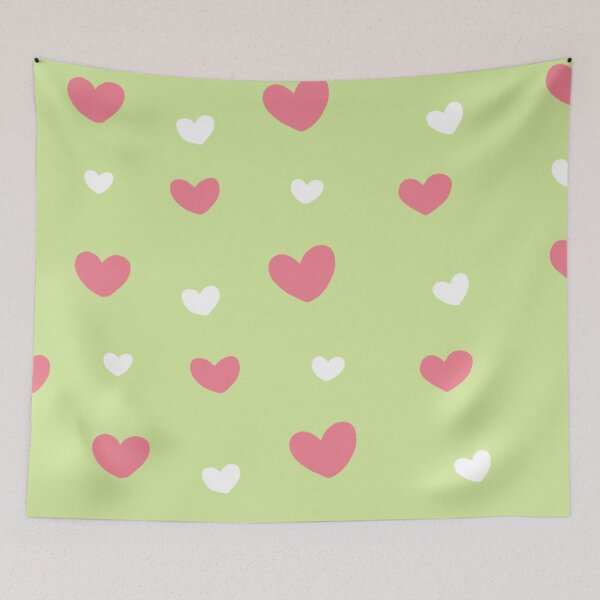 Item preview, Pink & White heart with green background designed and sold by ellinnur.