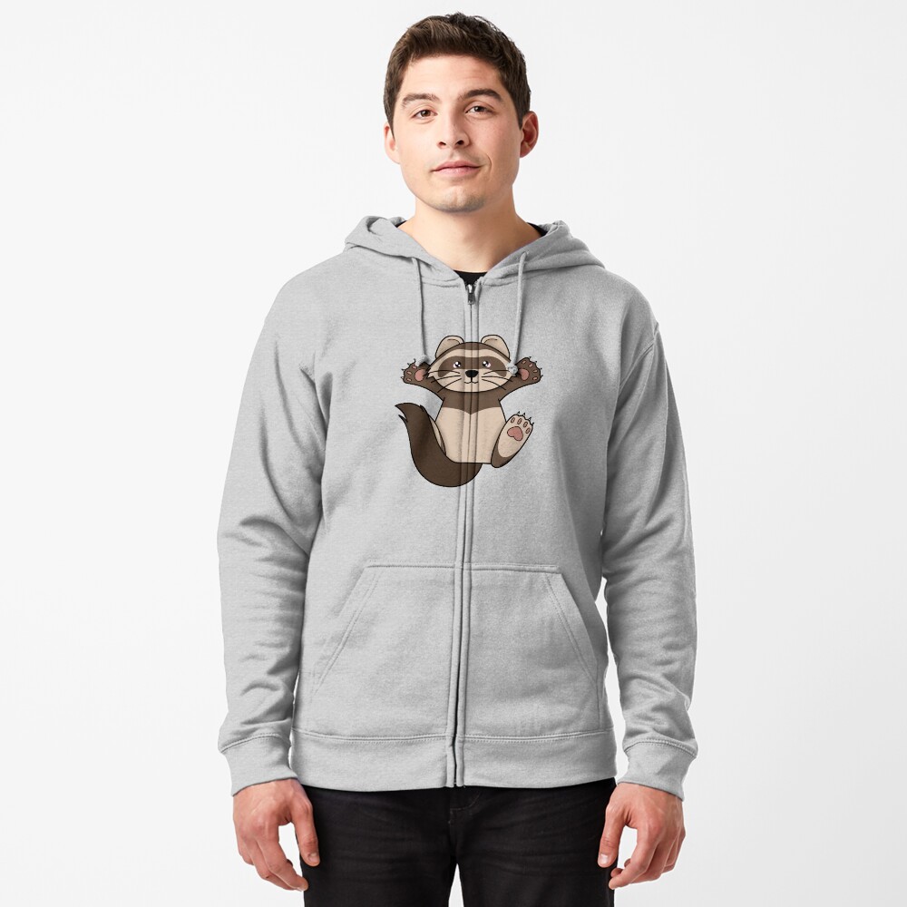 "Cuddly ferret" Zipped Hoodie by rainbowcho Redbubble