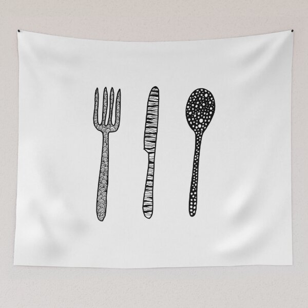 Item preview, Patterned Cutlery Pen Drawing Black and White designed and sold by CarissaTanton.