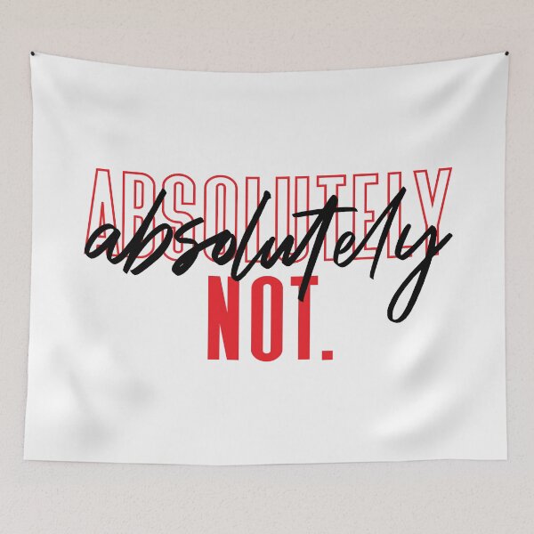 Item preview, Absolutely Not Elyse Myers Inspired Design Red Bold Text and Black Cursive Text Typography designed and sold by TheMugsZone.