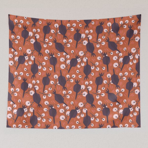 Item preview, Dark rosehip berries on a terracotta red background designed and sold by NataKutyavina.