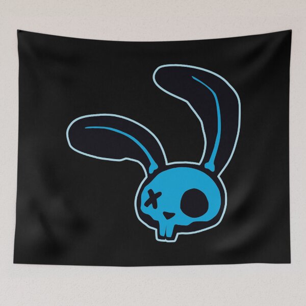 Item preview, Cyan Blue Punk Bunny Skull Graphic designed and sold by iscaStudioArt.