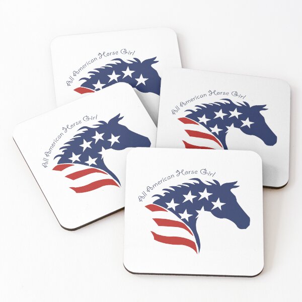 Item preview, Cute All American Patriotic Horse Girl in Bold Colour Stars and Stripes Flag Design  designed and sold by DappleDesign.