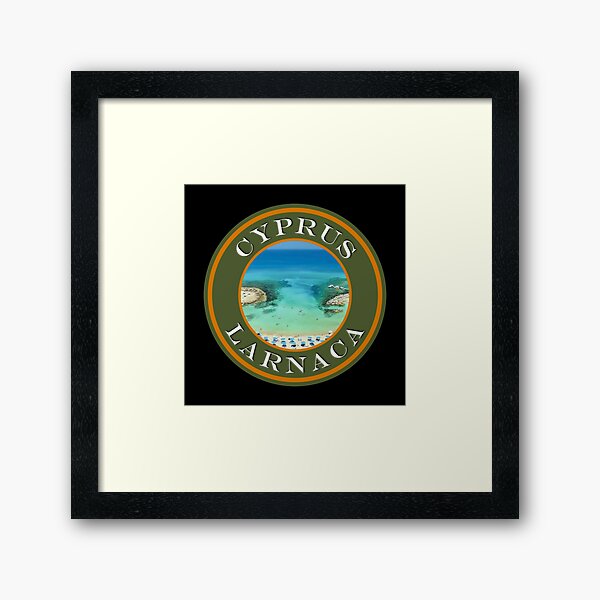 Cyprus Larnaca Mediterranean Beach - Passport Stamps Collection Framed Art Print