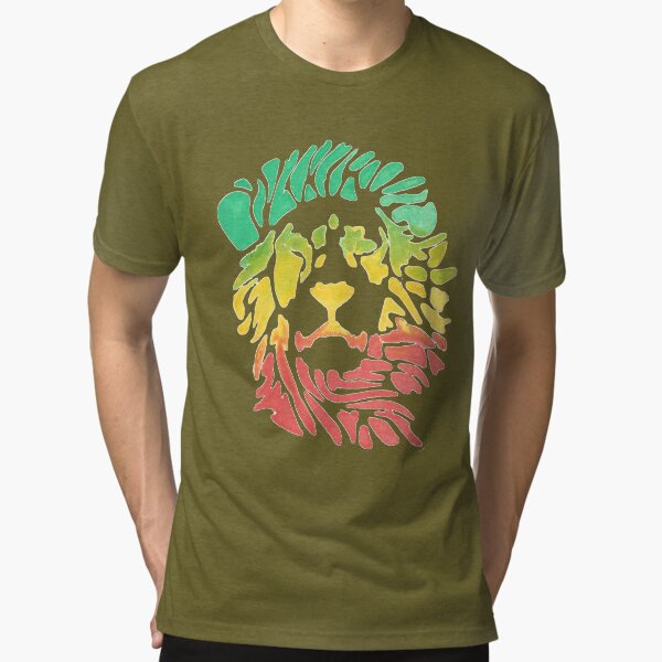 Rasta Lion – Red / Gold / Green Tri-blend T-Shirt