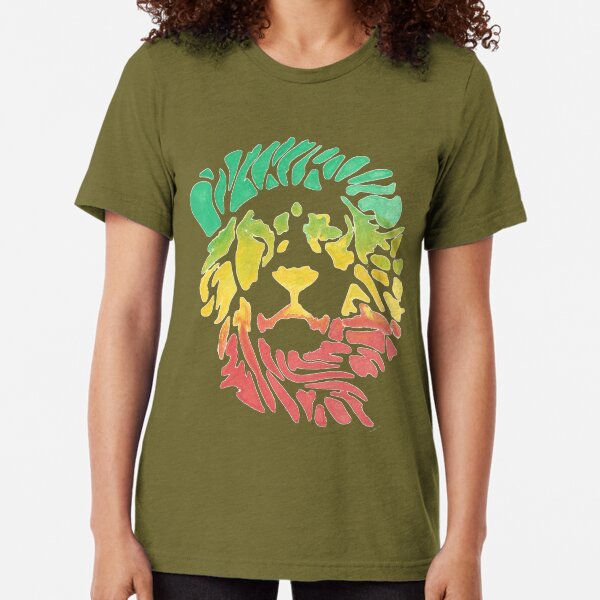 Rasta Lion – Red / Gold / Green Tri-blend T-Shirt