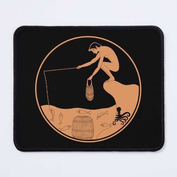 Item preview, An octopus hiding from a fisherman - Ancient Greek collection. designed and sold by archaeologyart.