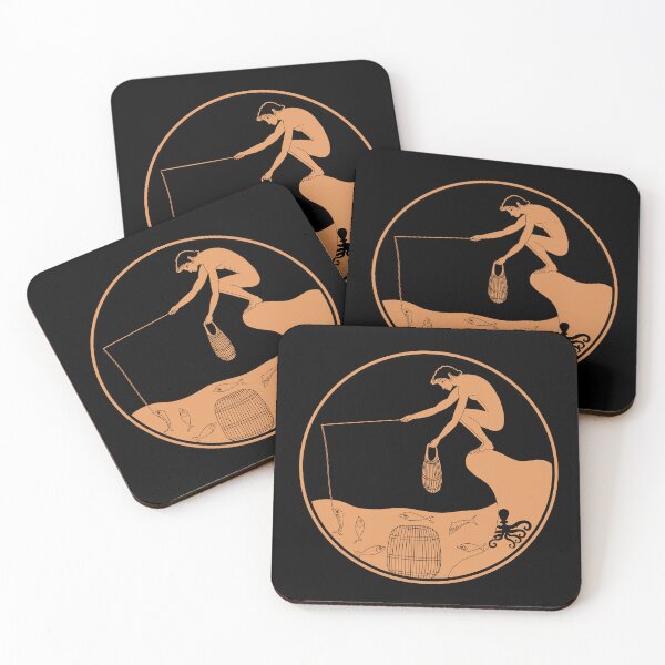 Item preview, An octopus hiding from a fisherman - Ancient Greek collection. designed and sold by archaeologyart.