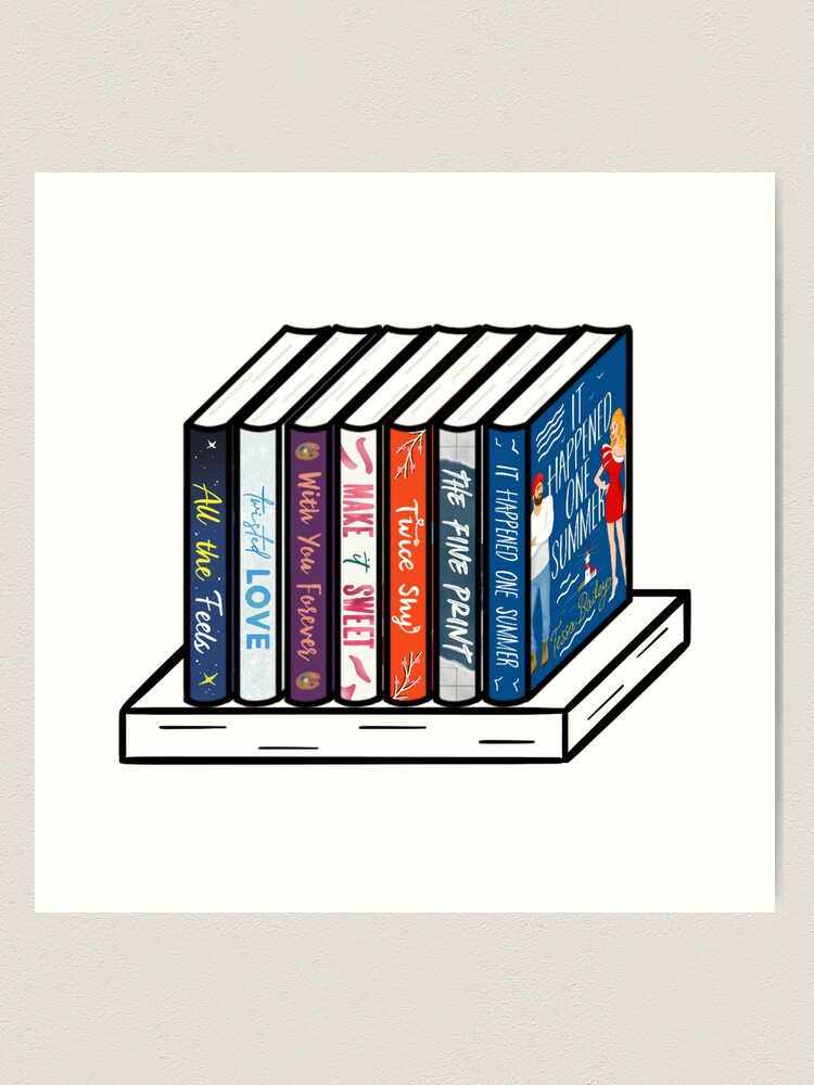 Book Stack E - Grumpy x Sunshine Art Print for Sale by bookshelfsketch