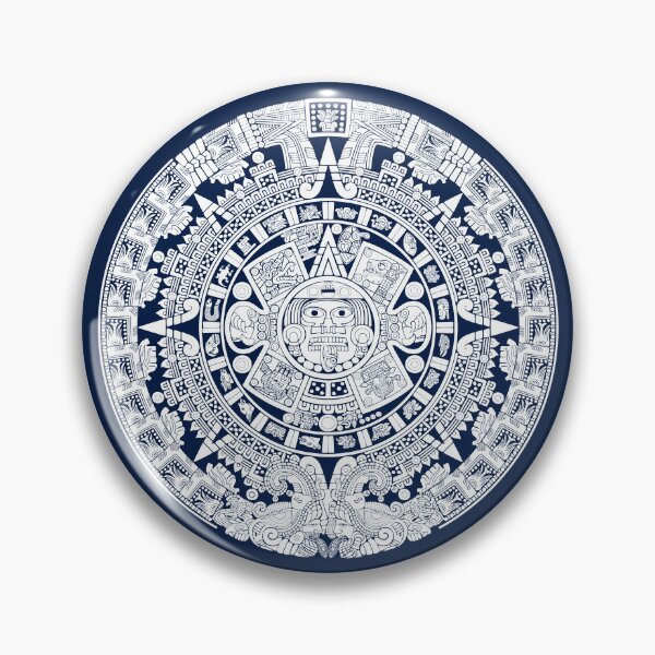 Item preview, Piedra del Sol - White On Dark Aztec Calendar Sun Stone designed and sold by Aztectees.