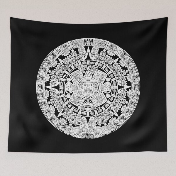 Item preview, Piedra del Sol - White On Dark Aztec Calendar Sun Stone designed and sold by Aztectees.