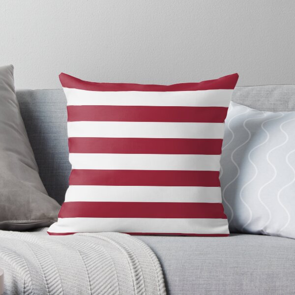 Crimson Red Horizontal Stripes Pattern Throw Pillow