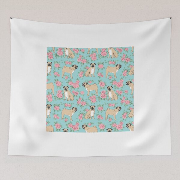 Item preview, Pug florals pattern minimal modern pet friendly dog breed custom pet art by PetFriendly designed and sold by PetFriendly.