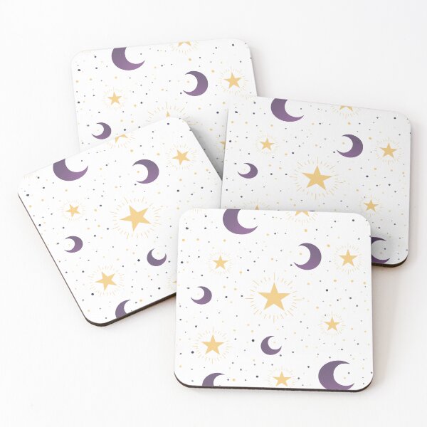 Item preview, Star and Moon pattern on a white background designed and sold by starrysheny.