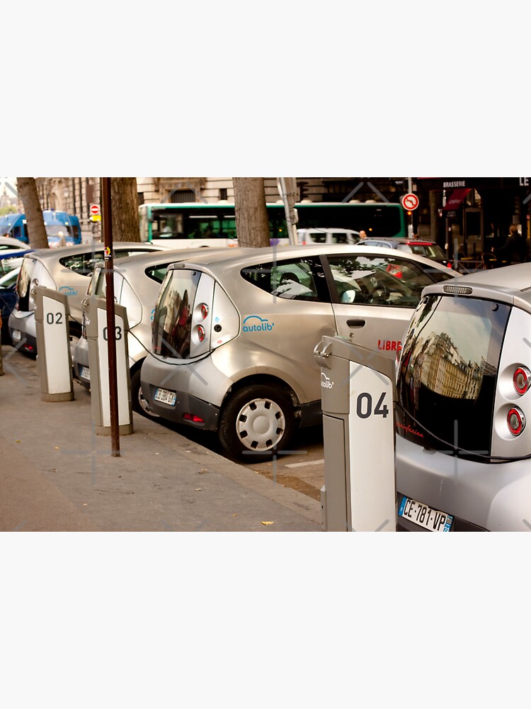 "Electric Cars for Rent in Paris" Sticker by Buckwhite Redbubble