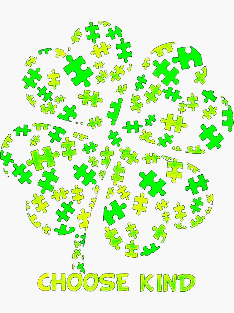 "Shamrock Autism Puzzle St Patrick" Sticker by gerridwijaya Redbubble