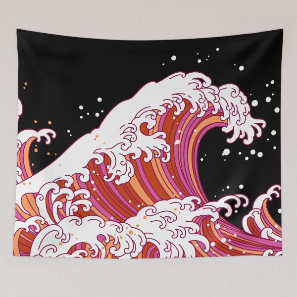Aperçu de l'œuvre Longue vague japonaise. Fierté lesbienne créée et vendue par Subtle Pride Shop.