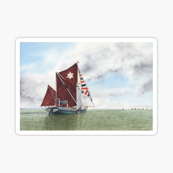 Watercolour Sailing Barge Sticker