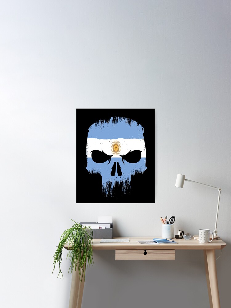 Argentina Flag Souvenir Gift Country Skull Argentinian Heritage Poster for  Sale by DadJokeDescript