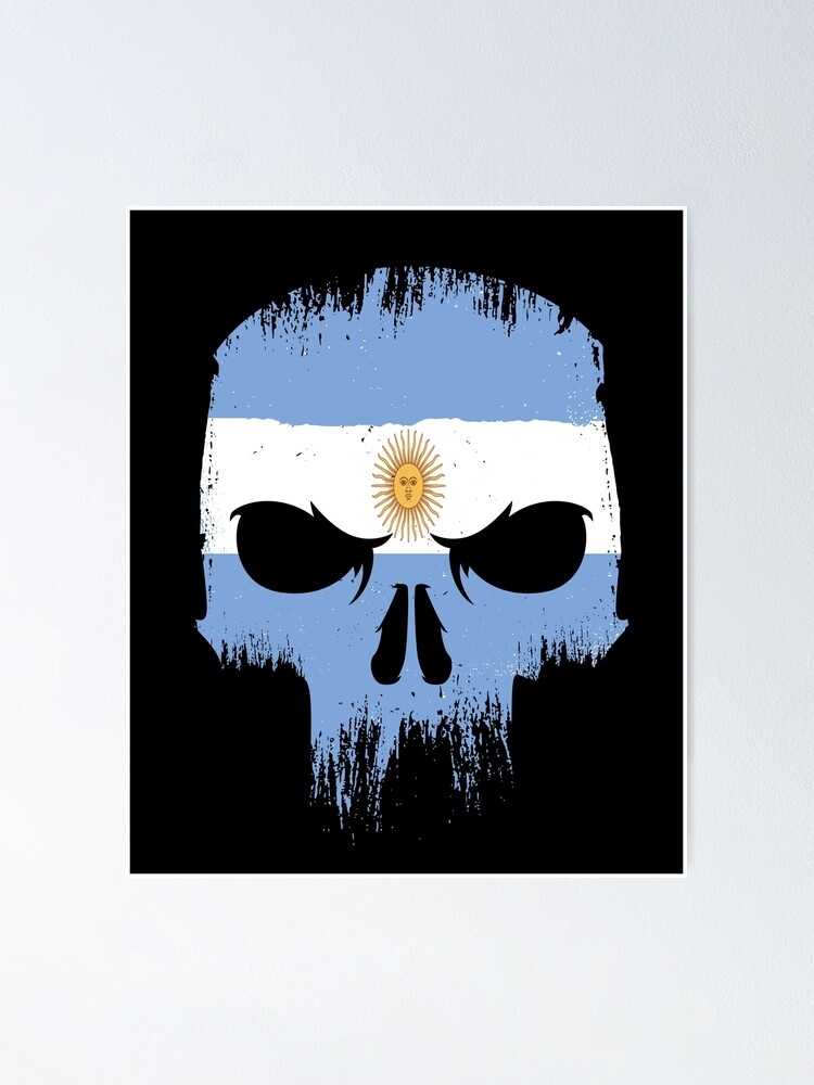 Argentina Flag Souvenir Gift Country Skull Argentinian Heritage Poster for  Sale by DadJokeDescript