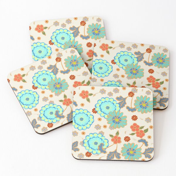 Item preview, Pretty Japanese style flowers on a beige background designed and sold by Mary Jane Lange.