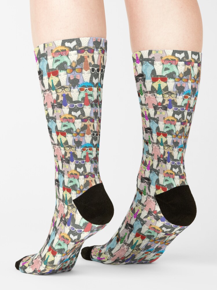 Thumbnail 4 of 5, Socks, Cool Cats Pattern designed and sold by Teecha.