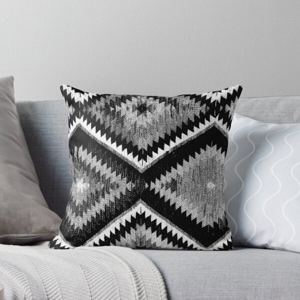 Item preview, Vintage Kilim fragment ethnic textile geometric black white rug ethnic pattern designed and sold by Talalp.