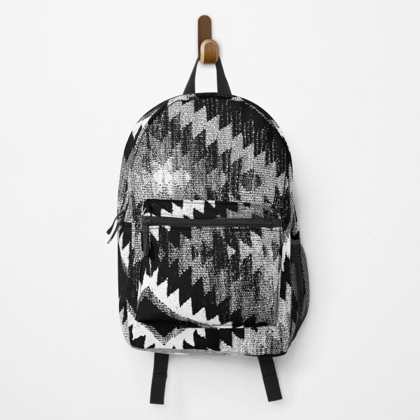 Item preview, Vintage Kilim fragment ethnic textile geometric black white rug ethnic pattern designed and sold by Talalp.