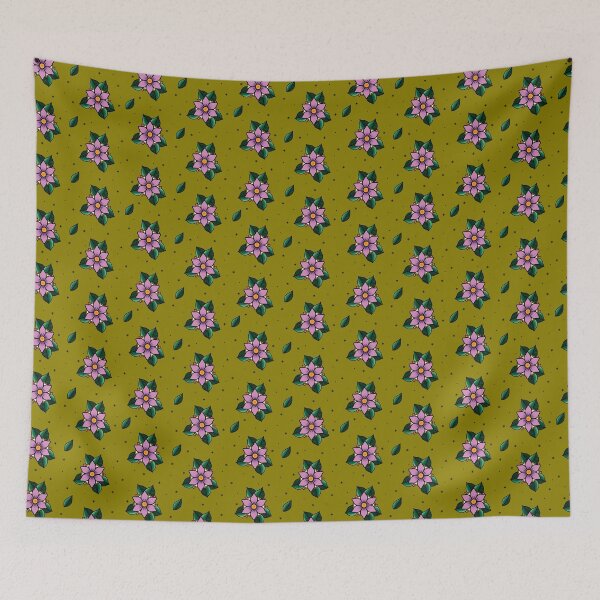 Item preview, Old School Tattoo Flower Pattern designed and sold by SoulArtLove.
