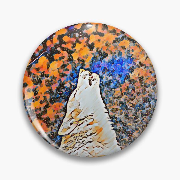Item preview, Lone Wolf Howl Retro Impressionist Circle designed and sold by MMwolfdogden.
